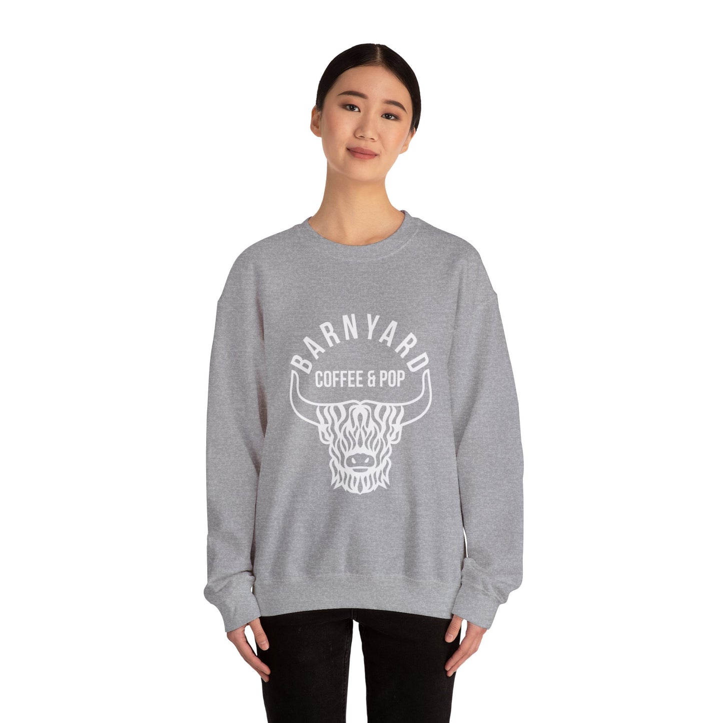 Barnyard Coffee & Pop Crewneck Sweatshirt, Unisex Sweater, Cozy Gift, Farmhouse Style, Casual Wear, Perfect for Fall