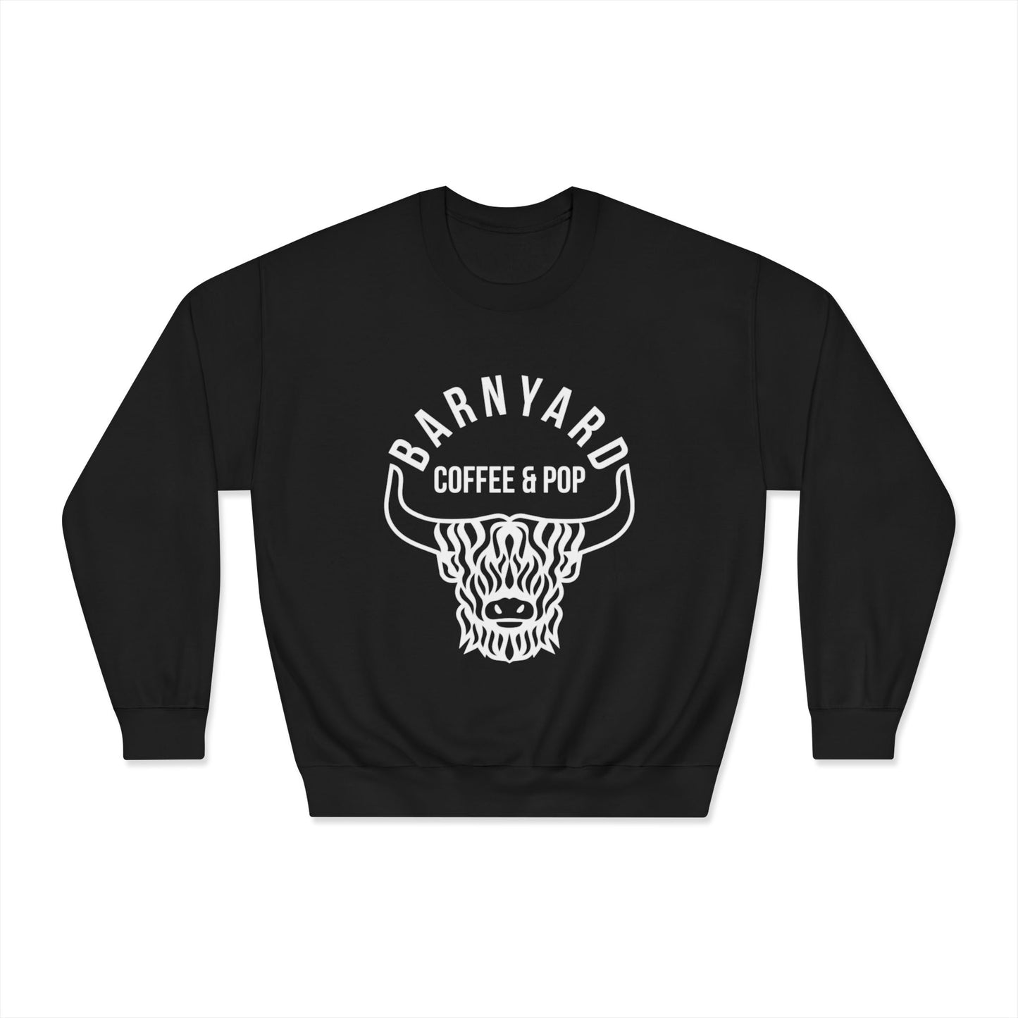 Cozy Unisex Sweatshirt with Barnyard Coffee & Pop Design