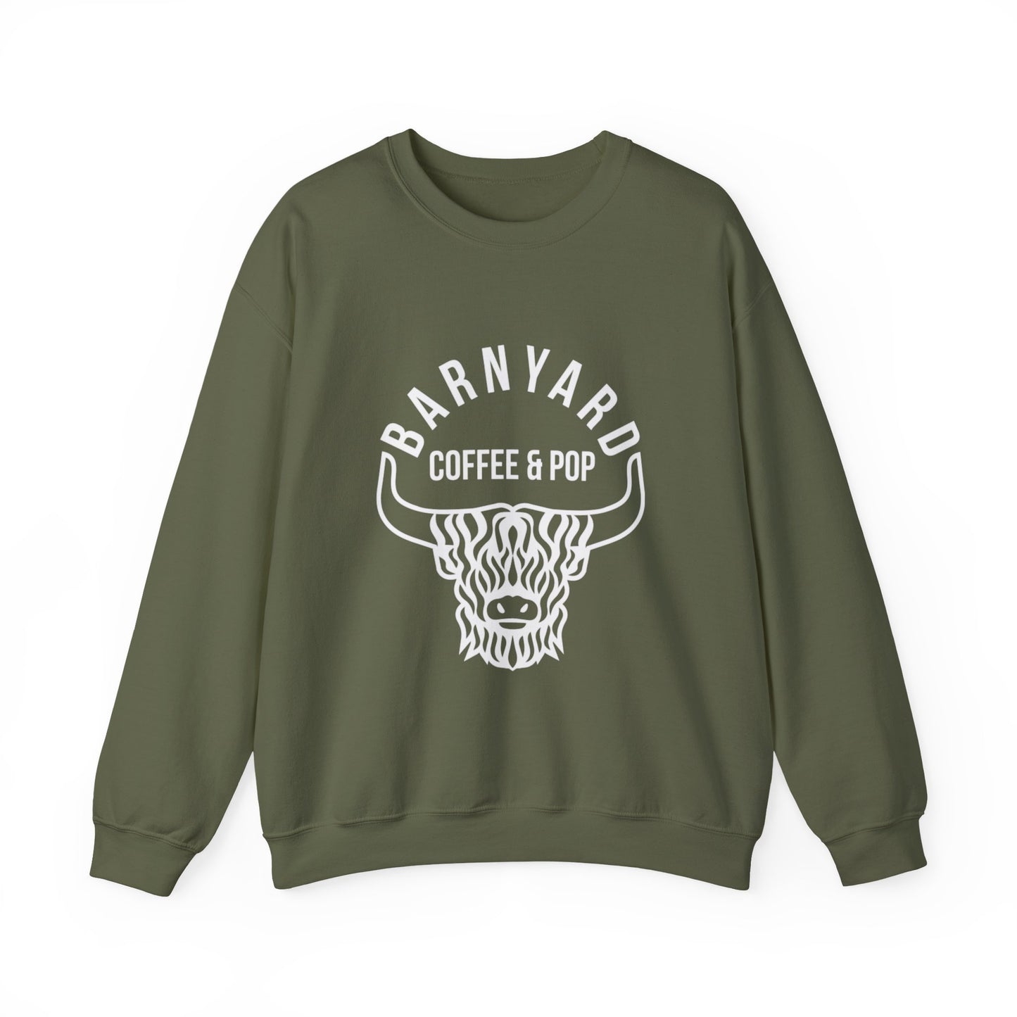 Barnyard Coffee & Pop Crewneck Sweatshirt, Unisex Sweater, Cozy Gift, Farmhouse Style, Casual Wear, Perfect for Fall