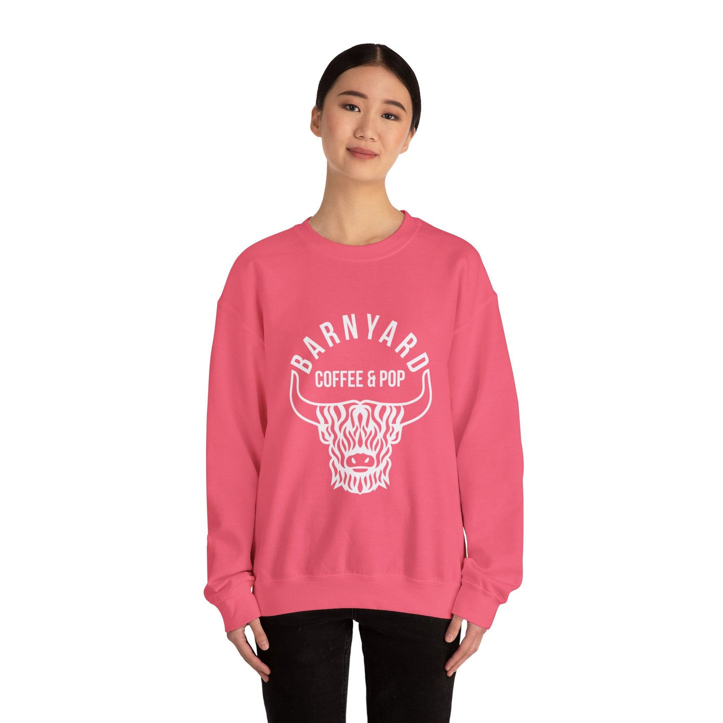 Barnyard Coffee & Pop Crewneck Sweatshirt, Unisex Sweater, Cozy Gift, Farmhouse Style, Casual Wear, Perfect for Fall