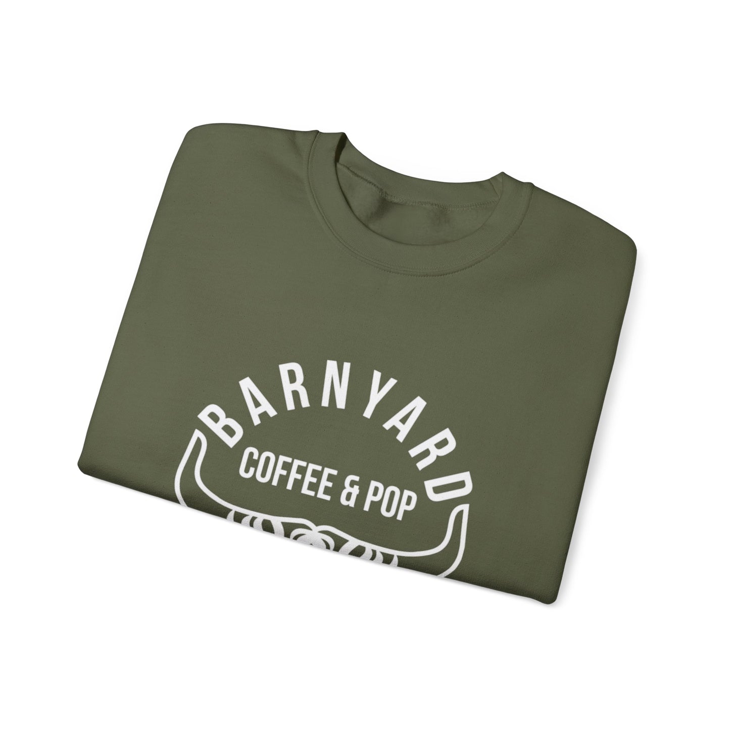 Barnyard Coffee & Pop Crewneck Sweatshirt, Unisex Sweater, Cozy Gift, Farmhouse Style, Casual Wear, Perfect for Fall