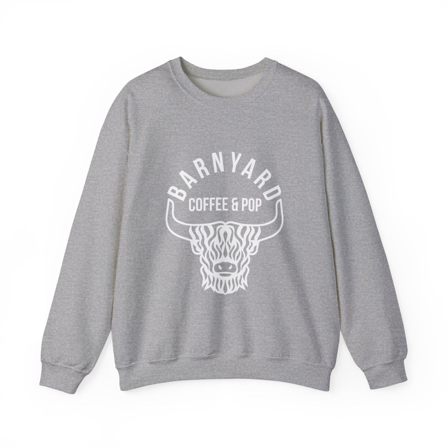 Barnyard Coffee & Pop Crewneck Sweatshirt, Unisex Sweater, Cozy Gift, Farmhouse Style, Casual Wear, Perfect for Fall