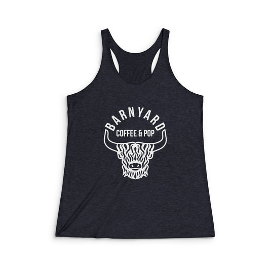 Barnyard Coffee & Pop Women's Tri-Blend Racerback Tank - Farmhouse Style Casual Wear