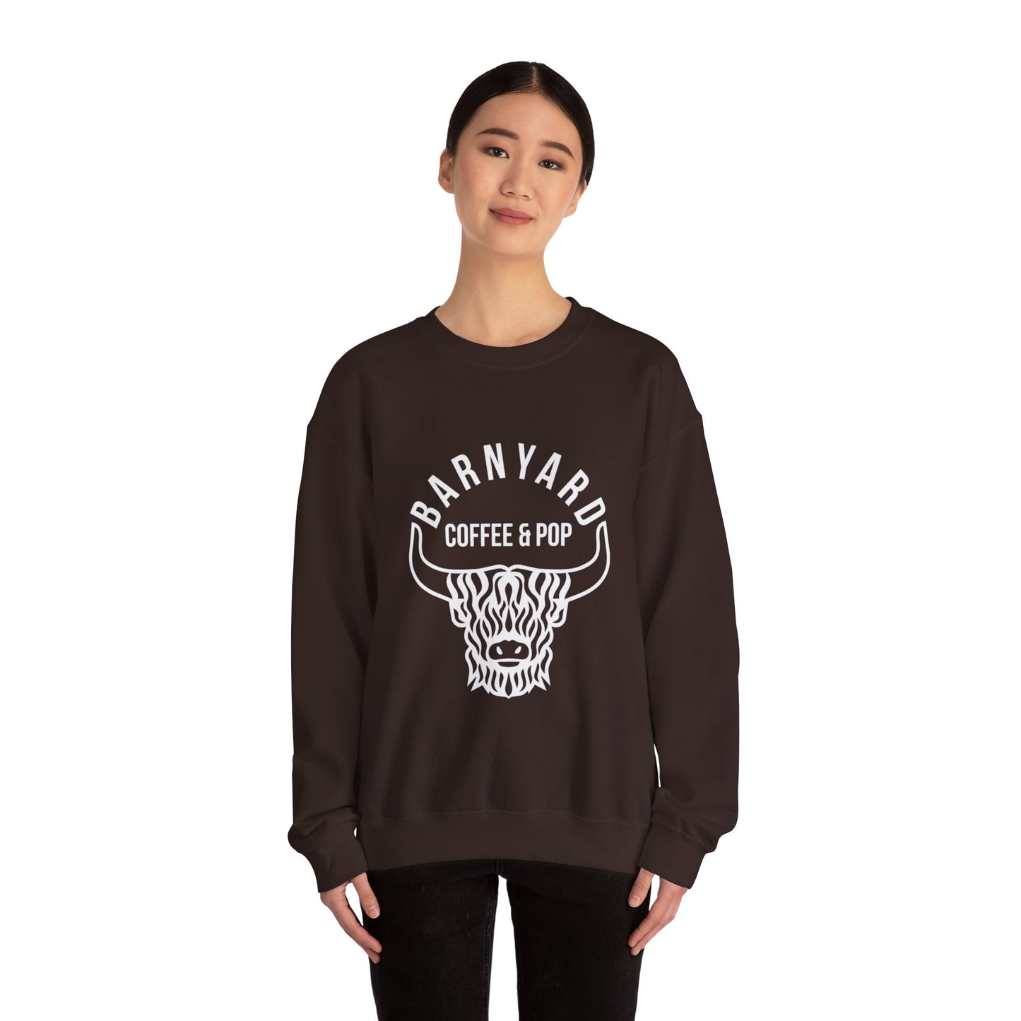 Barnyard Coffee & Pop Crewneck Sweatshirt, Unisex Sweater, Cozy Gift, Farmhouse Style, Casual Wear, Perfect for Fall