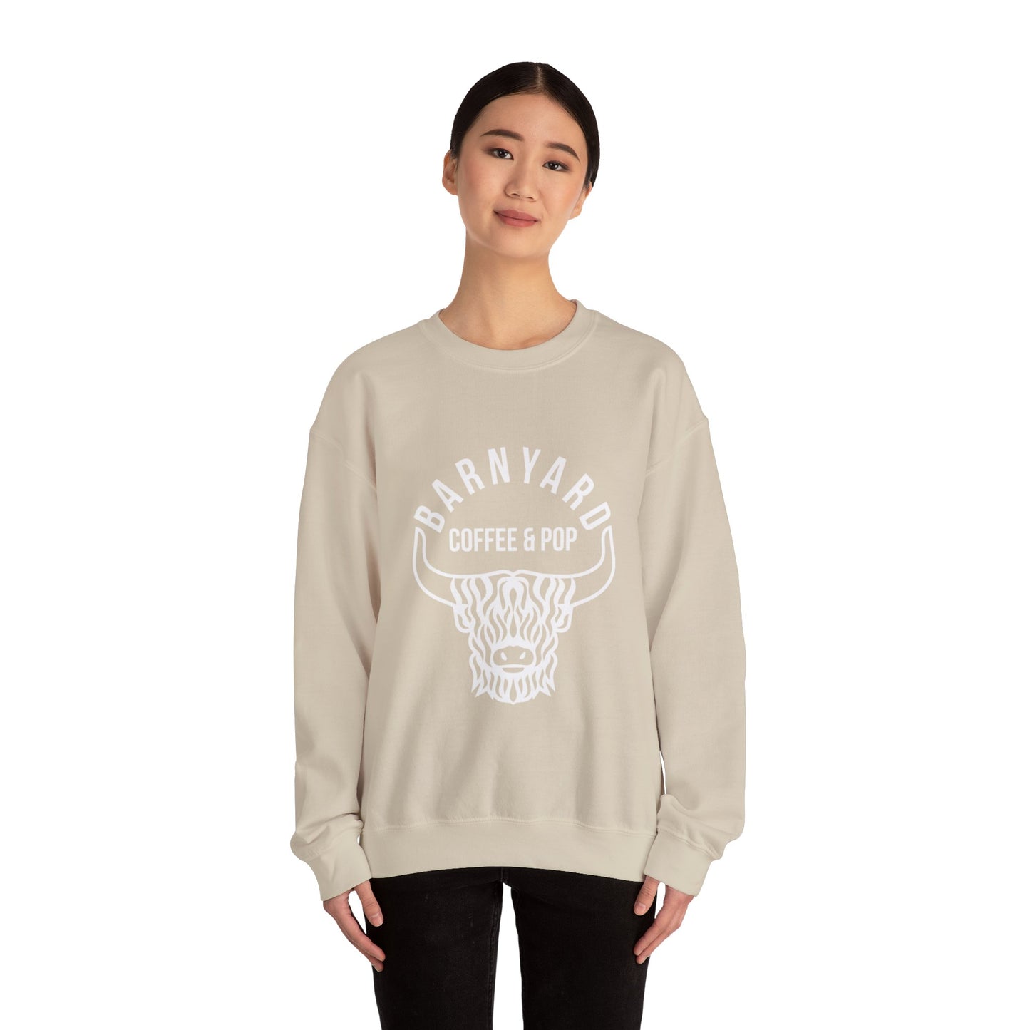 Barnyard Coffee & Pop Crewneck Sweatshirt, Unisex Sweater, Cozy Gift, Farmhouse Style, Casual Wear, Perfect for Fall