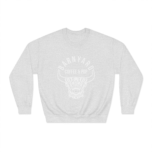 Cozy Unisex Sweatshirt with Barnyard Coffee & Pop Design
