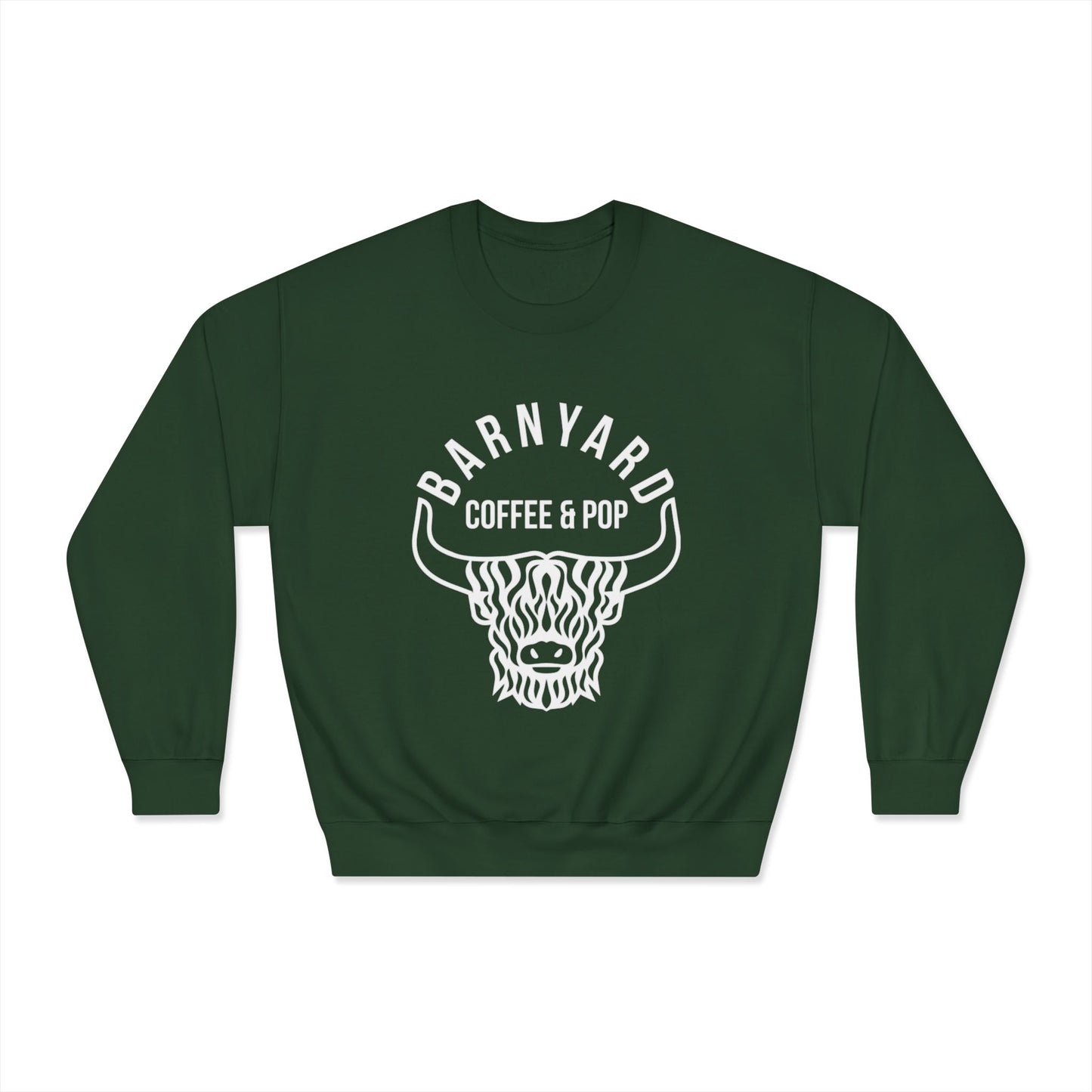 Cozy Unisex Sweatshirt with Barnyard Coffee & Pop Design