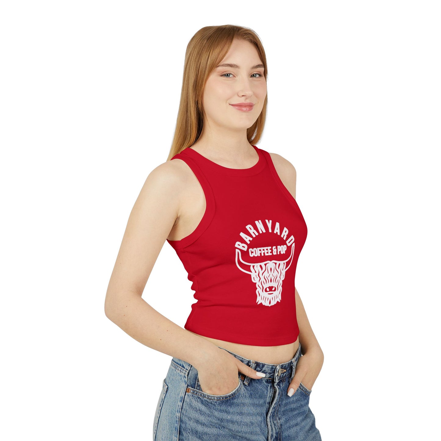 BARNYARD Coffee Pop Women's Racer Tank Top - Trendy & Comfortable